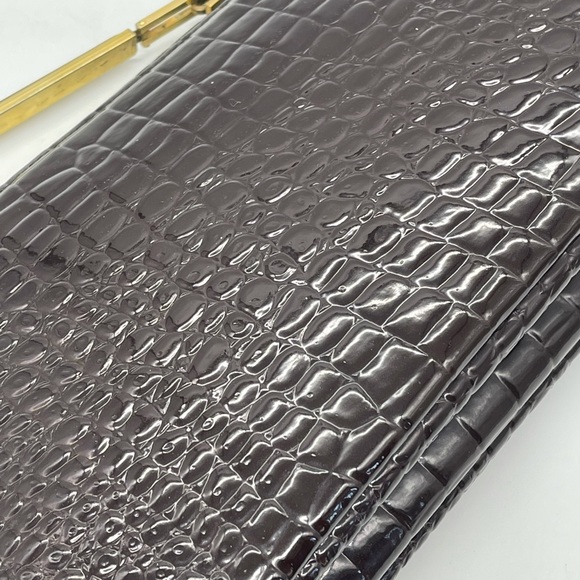 Crocodile Faux Leather Clutch Bag Gold hardware - Picture 10 of 11